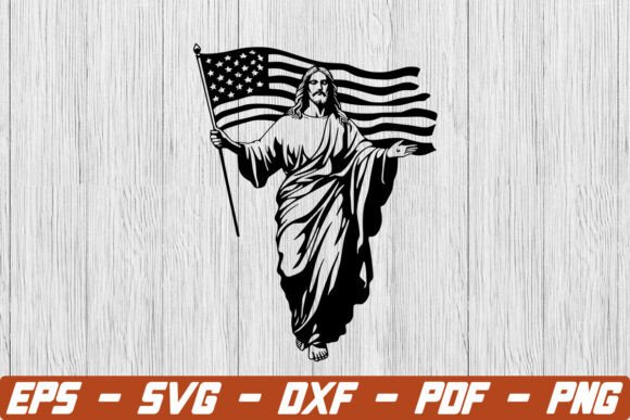 Jesus With American Flag Svg for Embroidery Projects